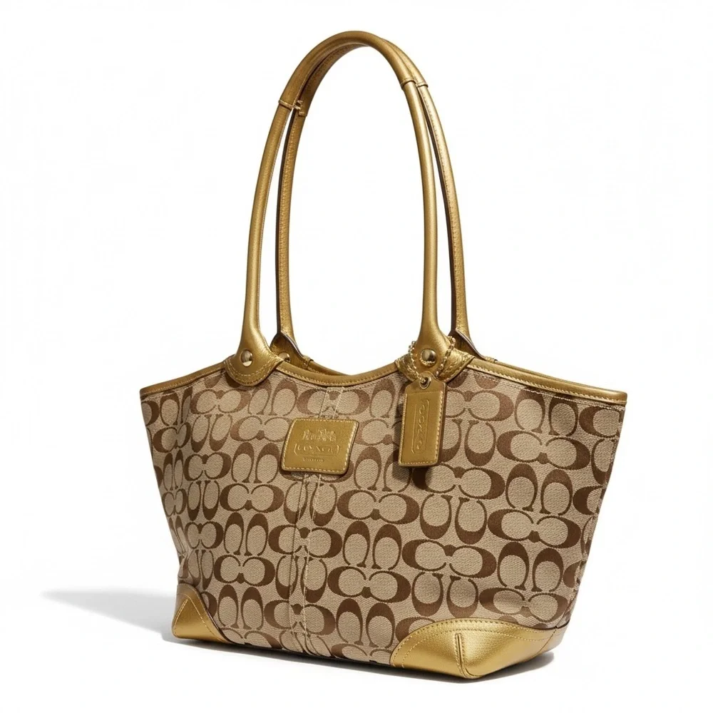 Coach Soho Signature Gold Trim Tote 12564 – Vintage Classic ✨